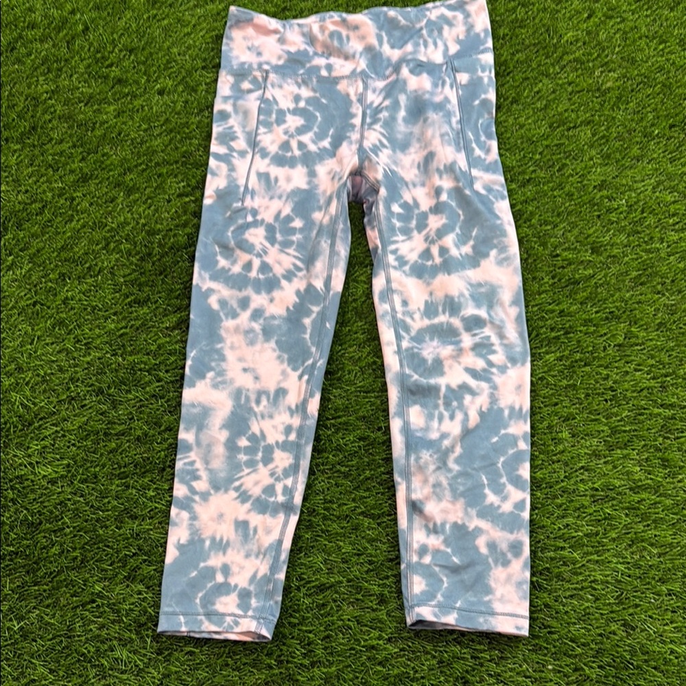 Athleta Girl Leggings - pink and blue  Tie Dye